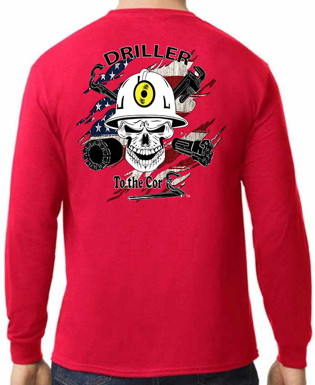 Driller to the Core™  Underground Driller Shredded flag