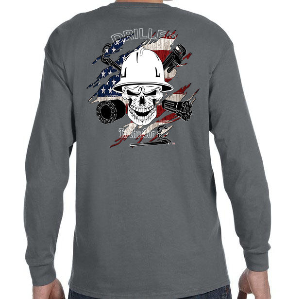 Driller to the Core™  Surface Driller Shredded flag