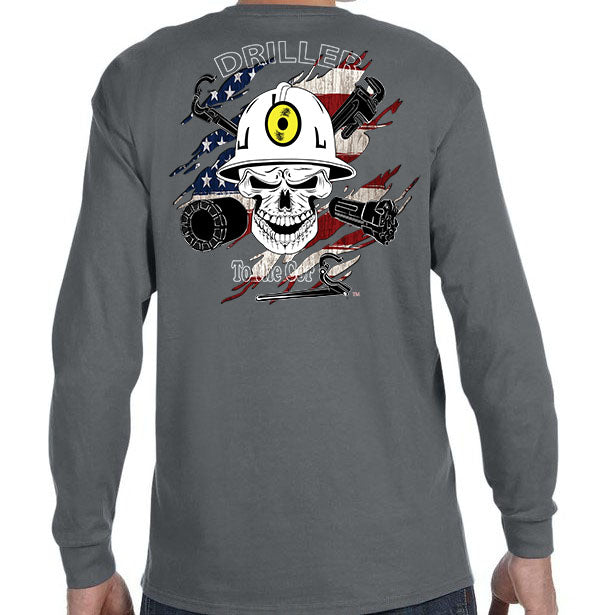 Driller to the Core™  Underground Driller Shredded flag