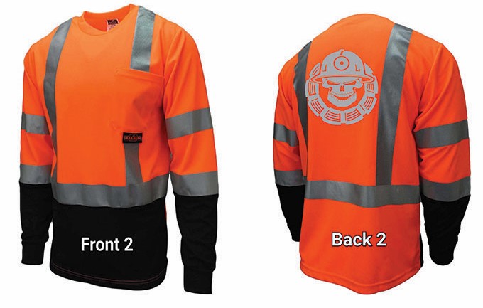 Driller to the Core™  Radians Safety Shirt with Reflective Skull Black Bottom/Sleeve