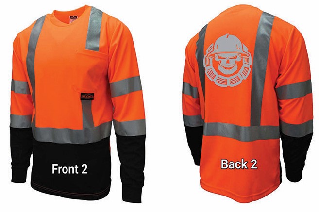 Driller to the Core™  Radians Safety Shirt with Reflective Skull Black Bottom/Sleeve