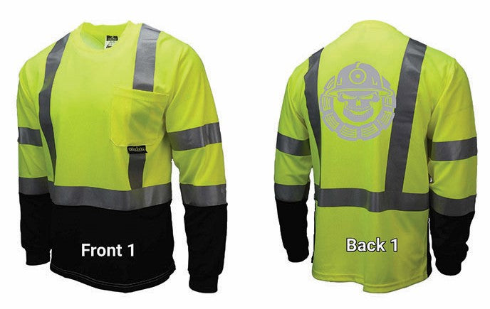 Driller to the Core™  Radians Safety Shirt with Reflective Skull Black Bottom/Sleeve